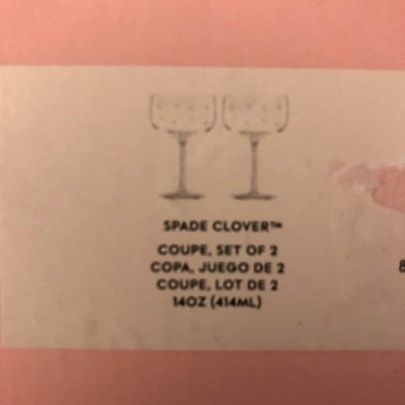 Kate Spade New York x Lenox Spade Clover 2 Piece Coupe Glass Set 1.25 LB Clear - Picture 6 of 7